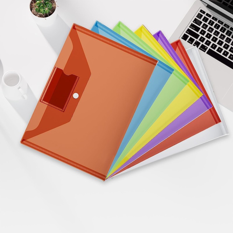 Plastic Wallets Folders - 28 Pack A4 Coloured Document Folder