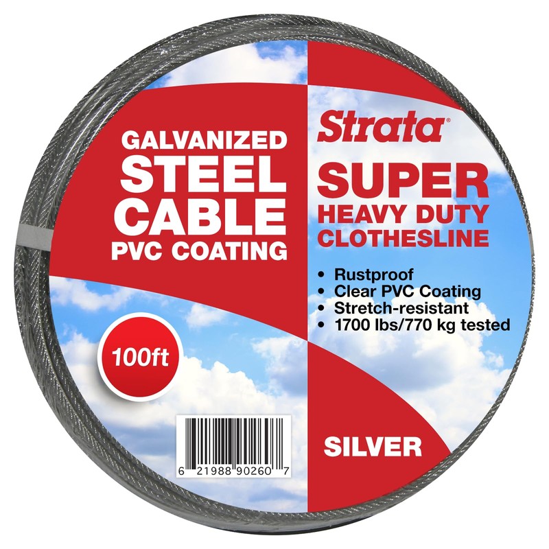 Strata 100 Feet Clothesline Outdoor Super Heavy Duty Galvanized Wire