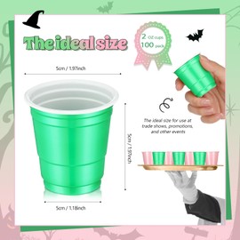 Roshtia 100 Pack 2 oz Plastic Shot Cups, Mini Disposable Shot Glasses 2 oz Party Cups for Wedding Party, Summer Beer Taste Serving, Snacks(Pink and Green)