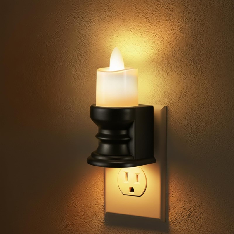 Meonum Flickering Flameless Candle Night Light Plug in, Dimmable LED