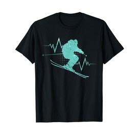 Ski Instructor Heartbeat Skiing Slope Goggle Skier T-Shirt