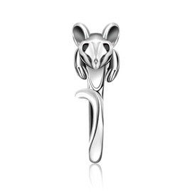 PLwelth Cute Mouse Ring Sliver Dainty Stackable Rings for Women Mouse Lovers Open Forefinger Chunky Rings Adjustable Animal Wrap Ring Statement Jewelry Gifts for Her Birthday Christmas