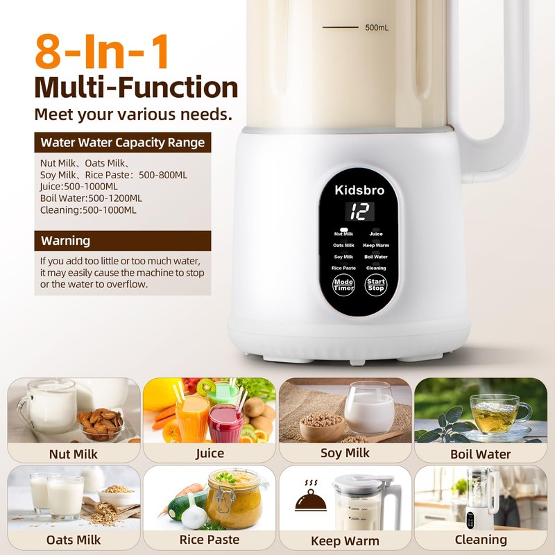 8 in 1 Automatic Nut Milk Maker, Almond Milk Maker,40oz