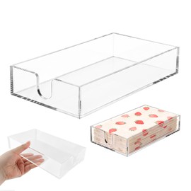 Acrylic Napkin Holder for Bathroom, Guest Towel Holder Tray, Disposable Holder Hand Towel Tray for Hotel Restaurant Dining Table Party(9 x 5 x 1.8 in, 4mm Thick)