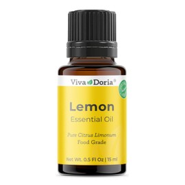 Viva Doria Lemon Essential Oil, 100% Pure, Natural Lemon Essential Oil, Undiluted, for Aromatherapy | Food Grade, 15 mL (0.5 Fluid Ounce)