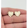 10K Yellow Gold Diamond Cut Nugget Heart Earrings Large
