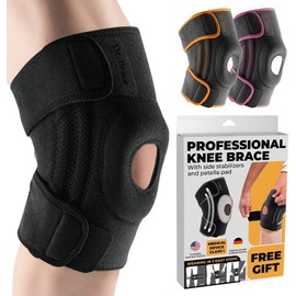 DR. BRACE ELITE Knee Brace with Side Stabilizers & Patella Gel Pads for Maximum Knee Pain Support and fast recovery for men and women-Please Check How To Size Video (Pluto, X-Large)