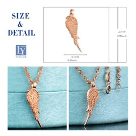 Yumilok Rose Gold 925 Sterling Silver Pendant Necklace Angel Wings Feather Chain with Pendant for Women Girls, Sterling Silver