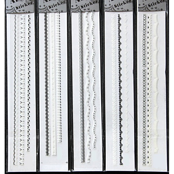 Black & White Lace Sticker For Nail Art . Set of 5 /II/