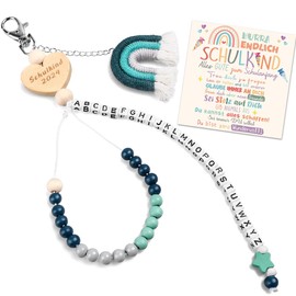 iZoeL Einschulung Geschenk Junge Blau Rechenkette 2024 Schulkind Geschenk Schultüte Füllung Schulanfang Geschenk Glücksbringer mit Grußkarte Geschenkbox