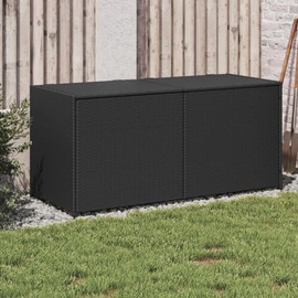 TREATLIFE HOME Garden Storage Box with Water-Resistant Bag, Durable PE Rattan Design, Ideal for Cushions and Toys, Black, 74.8 Gallon