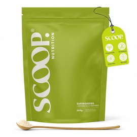 Scoop Nutrition Supergreens Powder with Botanicals & Enzymes | Spirulina, Chlorella, Matcha, Maca & Kale | Gut Health, Energy & Immunity | Vegan, No Added Sugar | 30 Servings 300g