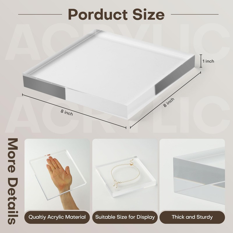 Elitnus Clear Acrylic Display Block – Solid Polished Plexiglass Riser