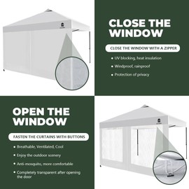 MordenApe Mesh Sidewall for 10x10 Pop Up Canopy - Straight Leg, Commercial Grade White Mesh Walls with Window and Door, 1 Pack Canopy Sidewall Only, White