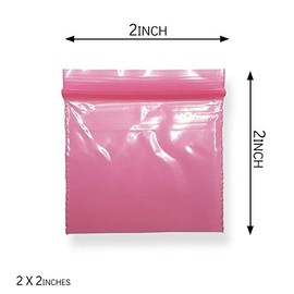 Pink Resealable Grip Seal Bags | Small Plastic Poly Bags | Polythene Baggies (2x2 Inch 200pcs)
