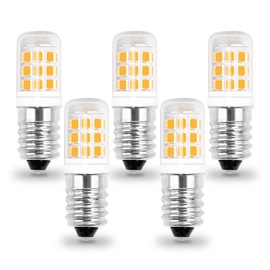 ZHENMING E14 LED Bulb E14 European Base Bulb 2.5W Equal 30W Candelabra Halogen E14 Light Bulb, Dimmable AC 110V-130V Warm White 3000K 270LM Clear Glass E14 Bulb, 5-Pack