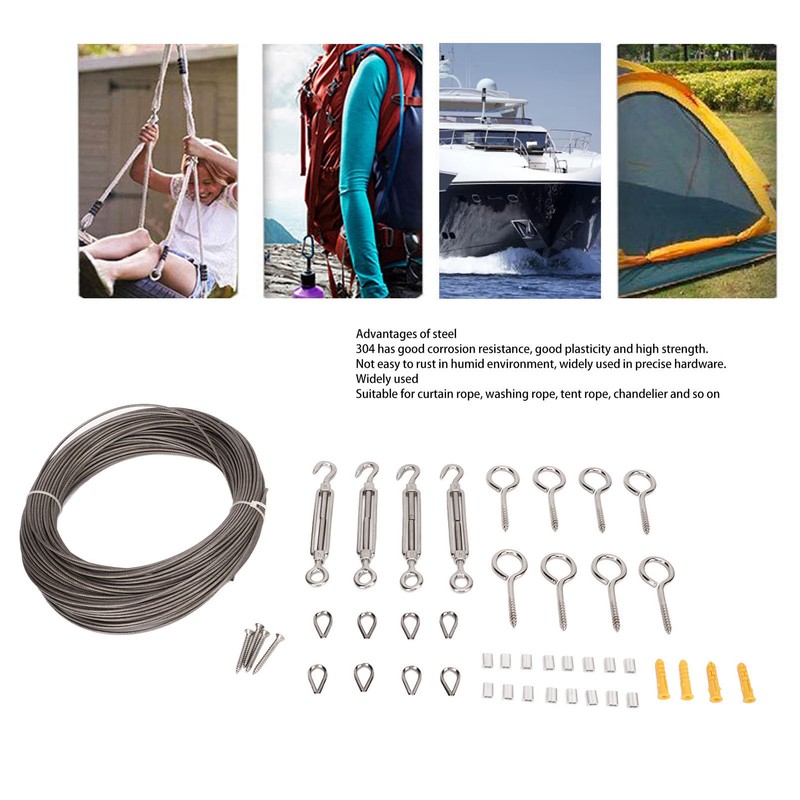 304 Stainless Steel Wire Rope Set with Hook Ring Screws