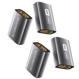 BlueRigger 8K HDMI Coupler - 4 Pack (8K 60Hz, 3D, Female to Female Adapter, 2.1 HDMI Extender, Union Connector) - Compatible with HDTV, Gaming Console, Monitor, Laptop, Projector, TV Box