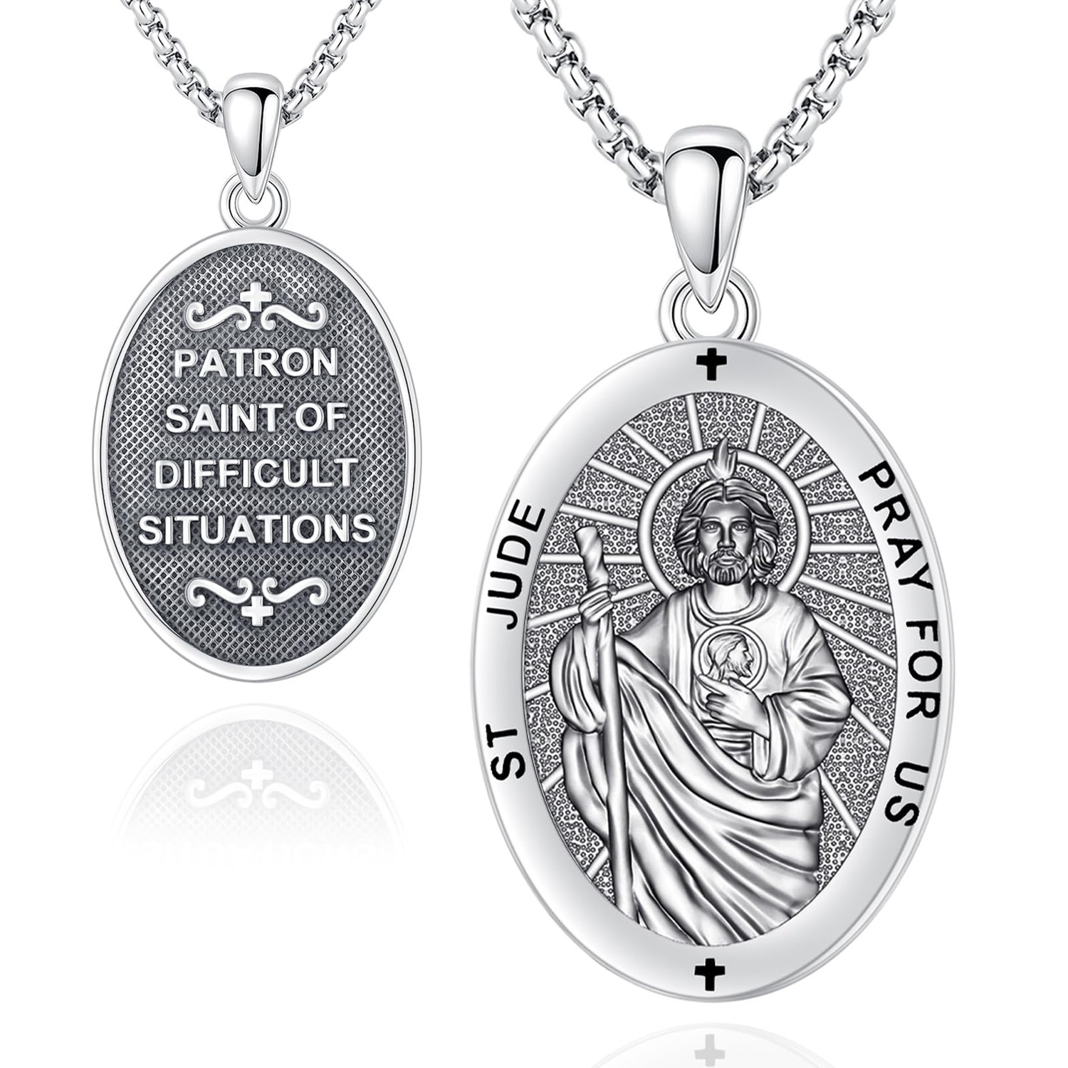 Eusense Saint Jude Necklace for Men Women San Judas Tadeo De Plata 925 ...