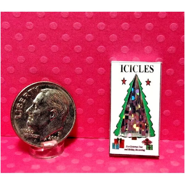 Unbranded Dollhouse Miniature Box of "Tinsel" for Christmas - 1:12