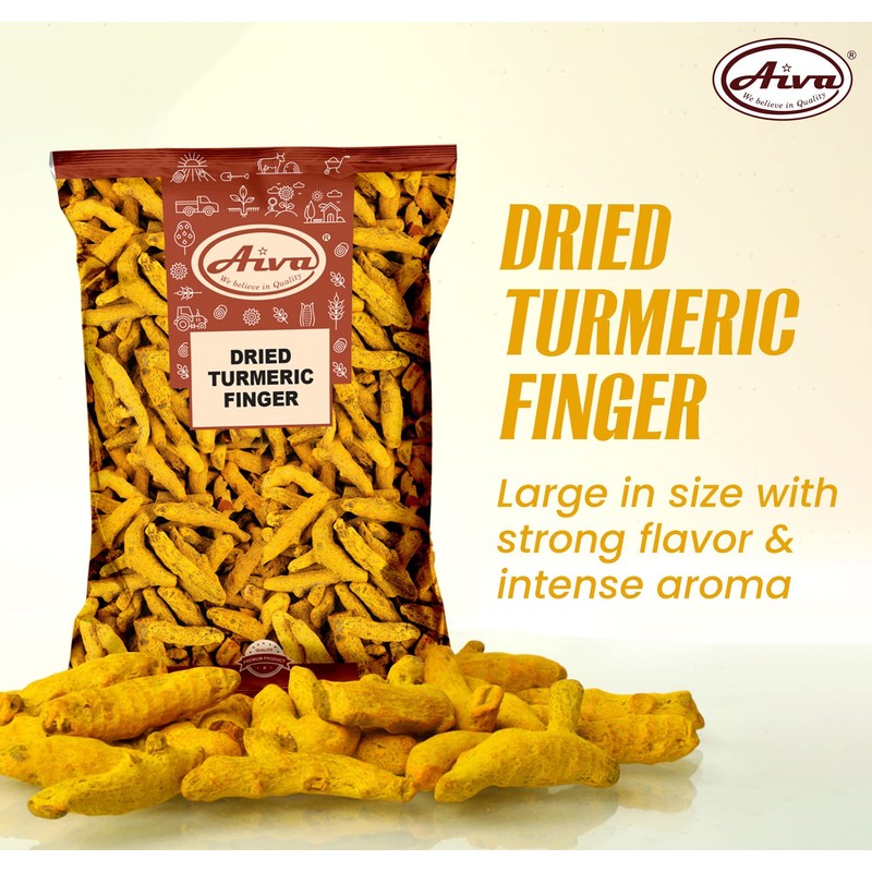 AIVA Dry Turmeric Roots | Fingers | Whole roots -