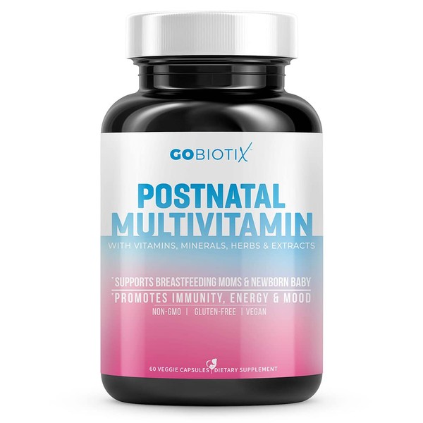 GOBIOTIX Postnatal Vitamins for Women - Postpartum Essentials with Iron, Calcium, Vitamin D2, C, Zinc & Folic Acid for Pregnant Women - Pre & Post Pregnancy - Daily Multivitamin Capsules, Non-GMO