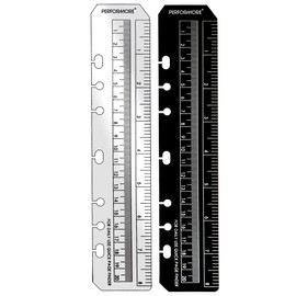 PERFORMORE 2 Pack of Snap-in 8” Bookmark Rulers, Black and Clear Plastic Page Marker Divider Pagefinder Measuring Today Ruler for A5 Size Binder Notebook Planner with Up to 7-Hole Ring Configuration