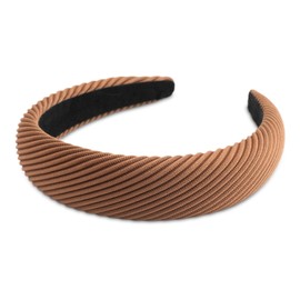 SXQLYH Padded Headband, Women's Headband, Thick Hair Band, Headbands, Soft Fabric Hair Hoops, Padded Retro Style Hairband, Comfortable Headbands for Women and Girls (Brown)