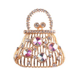 Fashion Handbag Shaped Lapel Brooch Pin Cubic Zirconia Rhinestone Pins Clip Pullover Scarves Dress Suit Badge Brooches Pins for Women Girls Cute Jewellery Gifts Birthday, Metal, Cubic Zirconia