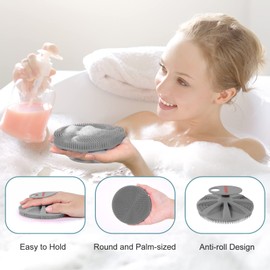 INNERNEED Cepillo de Ducha de Silicona Suave de Calidad Alimentaria, Cepillo de Limpieza Manual para La Piel, Exfoliante Suave Y Espuma (Paquete de 4) (Juego) Verde Oscuro+Rosa+Gris+Negro