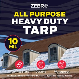 10' x 12' Brown/Silver Heavy Duty Tarp with Grommets Reinforced - 10 Mil Thick - Double Sided Plastic Waterproof Tarps - Large Tarpaulin Cover for Outdoor Camping Tent Tarp RV Roof Rain - Zebro