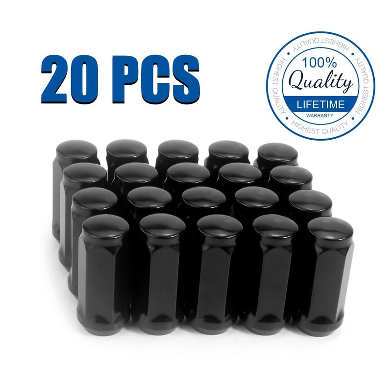 GAsupply 20pcs Black Lug Nuts - 1/2-20 Long Closed End
