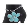 Unbranded Women Silver Metal Chain Boot Bracelet Shoe Turquoise Blue