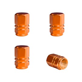 Wevdn 4 PCS Car Tire Valve Caps, Anti-Corrosion Aluminum Alloy Valve Stem Dust Caps with Rubber Seal, Leak-Proof Tire Valve Cover for SUV Truck Motorcycle Bike, Car Accessories (Orange)