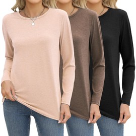Zeagoo Womens Tops Crewneck Soft Long Sleeve Shirts 3 Pack Lightweight Fall Clothes Casual Tshirts Basic Tee