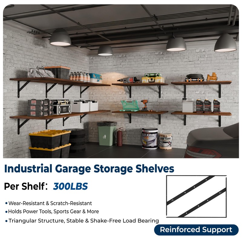 2-Pack Large Wall Mounted Shelf 3x2Ft (36x24In) - 600lbs Capacity