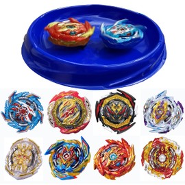 Bey Burst Gyro Toy Set with Arena Great Birthday Gift for Boys Children Kids 6 8 + Metal Fusion Attack Top Grip Blade Set with Battling Game Storage Box 8 Top Burst Gyros 3 Two-Way Launcher 2 Handles