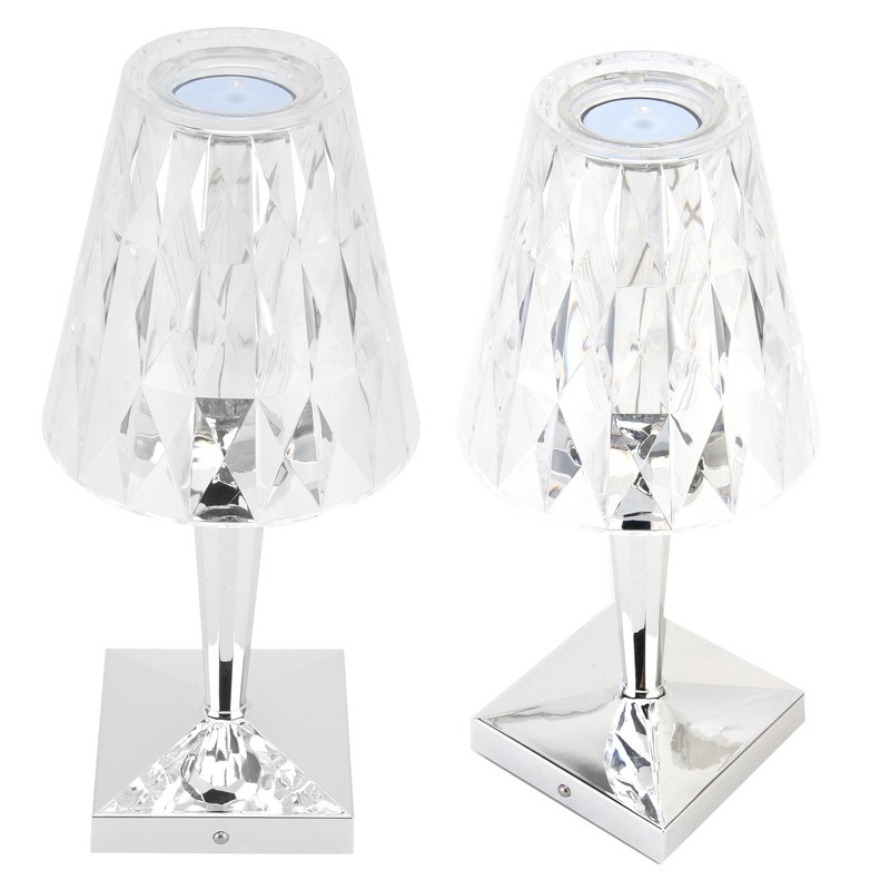 LED Crystal Table Lamp Transparent Prism Dimmable Desk Lamp USB