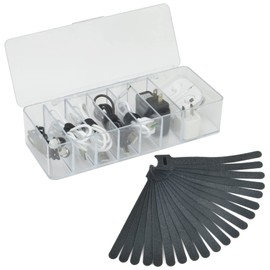 Electronics Organizer 7 Sections Clear Acrylic Cable Storage Bin Box Cord Holder with 20 PCS Reusable Fastening Fabric Cable Ties Straps Cord Wraps (7 Sections/with Cover)