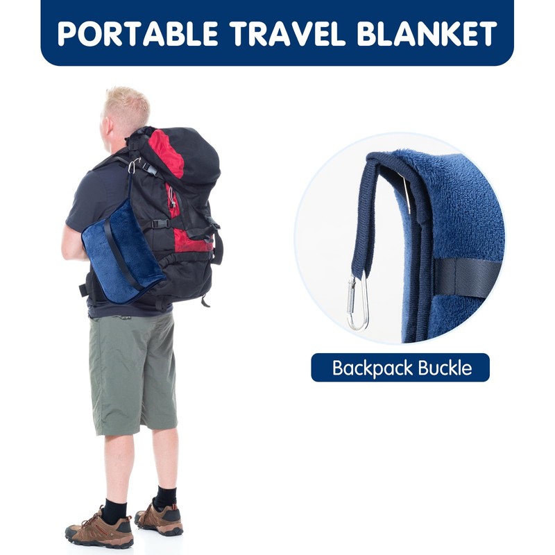 KINGTLE Travel Blanket and Pillow Set, 2-in-1 Blanket with Soft