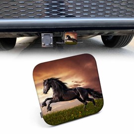 Beabes Horse Towing Hitch Cover Animal Black Horse Gallop Sunset Trailer Hitch Tube Cover Plug Cap Hitch Cover Universal for 2 Inch Receivers Tube for RVs SUVs and Cars