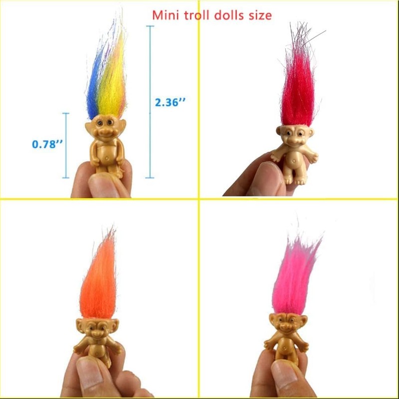 20pcs Luminous Mini Troll Dolls Glow in The Dark Vintage