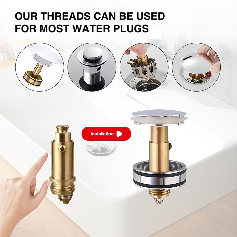 Bettinay 3PCS Pop Up Sink Plug Replacement, Universal Fit Pop