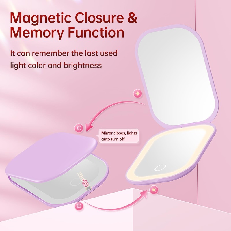 Benbilry Espejo compacto ultrafino, morado