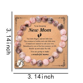 New Mom Gifts First Time Mom Bracelet Mother Pregnancy Announcement Gifts for Mom Natural Stone Bracelet for Mommy Mama Pregnancy Reveal Gift for Women Promoted to Mom Gift for Mother
