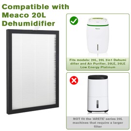HEPA Filter Compatible with Meaco 20L Dehumidifier Air Purifier 20LE Low Energy Platinum, Enhanced Air Quality HEPA Filters by Gekufa (3 pcs) (20L)