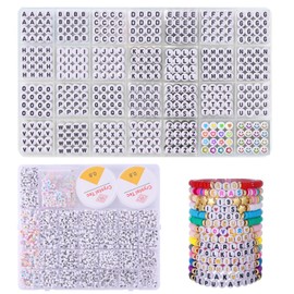 1620 Piece Letter Beads Set, Letter Beads Bracelet Making Set with 2 Rolls of Spring Rope, Acrylic Round Letter Beads, Number Heart Beads Beads, Colourful Smiley Heart Beads for DIY Bracelets