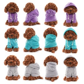 WEIGEDU Plush Dog Hoodies, Set of 3 (Purple, Blue, Gray) - Stuffed Animal Puppy Clothing for WEIGEDU 12.6 inches Sitting Dogs