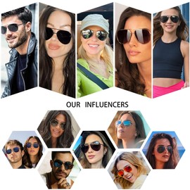 AZorb Polarized Aviator Sunglasses Mirrored Lens Metal Frame for Men Women, 100% UV 400 Protection