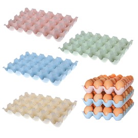 Pack of 4 Egg Containers, Plastic Egg Containers, Stackable Fridge Non-Slip Egg Storage Box for Kitchen, Fridge, Can Hold 24 Eggs (4 Colours)